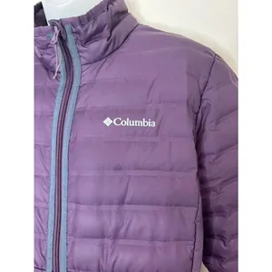 Columbia duck down filled Purple Packable Puffer Jacket women large zip up coat thumbnail 2