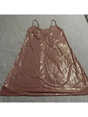 Victoria’s Secret Mauve Pink Rose Gold Shimmer Sz M Medium Nightie Slip Lingerie thumbnail 3