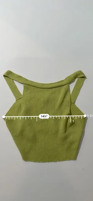 ASOS Avocado Moss Lime Ribbed Knit Crop Top Tee Greencore Soft Y2K Acubi thumbnail 4