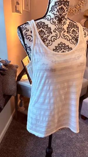 Gap size medium white striped tank top thumbnail 2