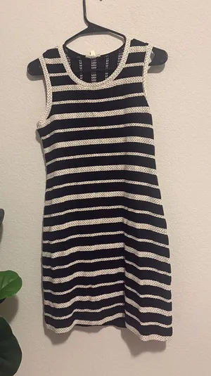 Max Studio black and White nautical Striped Knit Tank Dress M thumbnail 1