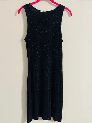 Vintage Y2K Little Black Sparkle Dress Sz XS Slinky Glitter Formal Wedding Guest thumbnail 5