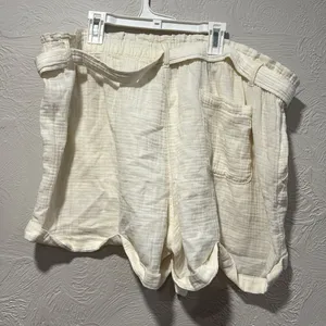 Aerie Off White Gauzy Elastic Waist High Rise Shorts Size XXL thumbnail 3