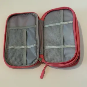 Pink Electronic Travel Storage Bag Two Zip Pockets Cords Chargers Organizer thumbnail 2