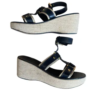 Tory Burch Navy Platform‎ Wedge Sandals 7 thumbnail 6