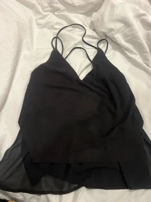 Ethereal suede chainBlack Strappy Cami Top thumbnail 1