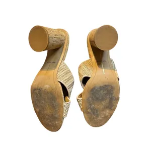 Dolce Vita Womens 7.5 Beige Woven Block Heel Slide Sandals Strappy Cork Heel thumbnail 8