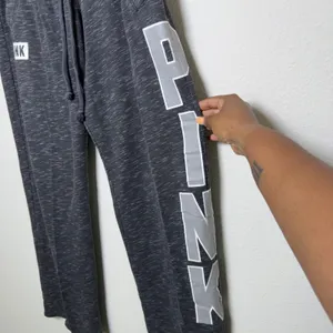 PINK Victoria's Secret y2k Women Cotton Sweatpants Small Gray Wide‎ Leg Baggy thumbnail 2