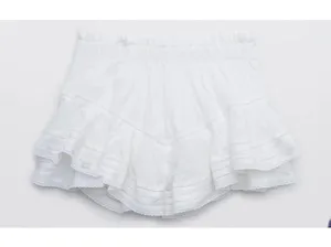 Aerie White Denim Size XL elastic waist flounce mini skirt NWT thumbnail 5