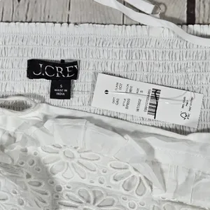 J. Crew Jessie Eyelet Smocked Peplum Top White Cotton‎ Size S NWT BR650 thumbnail 6