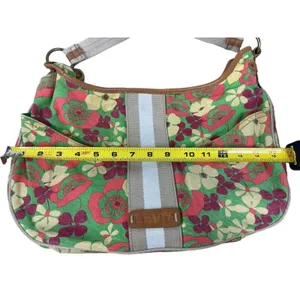 Levi’s Green Floral 70s Inspired Retro Groovy Bright Color Top Handle Bag Purse thumbnail 8