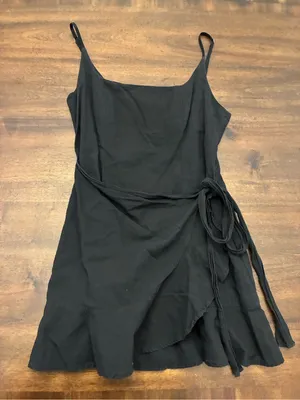 Princess Polly Wrap Mini Dress Women’s 6 Black Sleeveless thumbnail 1