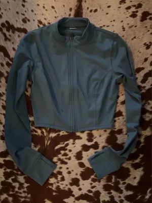 Oner Active Cropped Full Zip Jacket in Dusty Blue size xs thumbnail 1