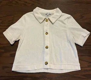 Women's Cream Button Down Shirt Size M thumbnail 1