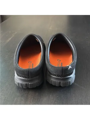 Merrell Women's Black Mesh Slip-On Clogs with Orange Insole Accents thumbnail 4