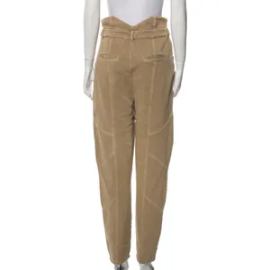 NWT Retrofête Washed Terry Pant in Beige Khaki Cotton High Rise Small NO BELT thumbnail 4