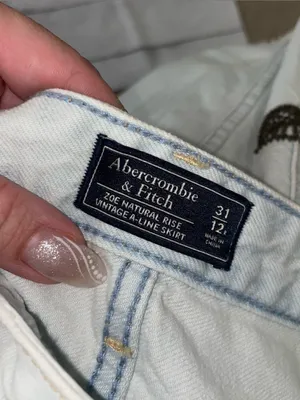 Abercrombie Embroidered Light Wash Denim Mini Skirt - Floral Detail thumbnail 4