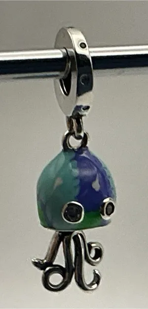 Pandora Murano Glass Cute Octopus Dangle Charm Blue Green ALE 925 thumbnail 1