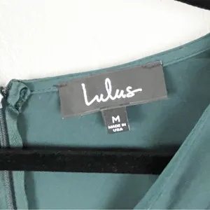LULUS Emerald Green Knot Front V-Neck Side Pockets Flare Legs Jumpsuit Medium thumbnail 3