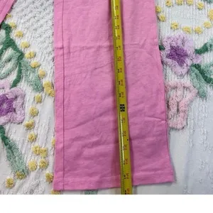 Candace Cameron Bure‎ Pink Smocked Waist Wide Leg Pants Cotton Linen Blend L thumbnail 4