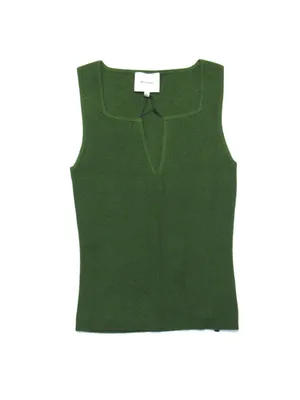 NWT Reformation Rylie in Grass Green Ribbed Cotton Sweater Tank S thumbnail 3