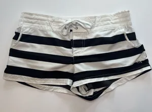 Y2K OP Ocean Pacific Black White Striped Board Shorts Low Rise Lace Up S 3-5 thumbnail 1