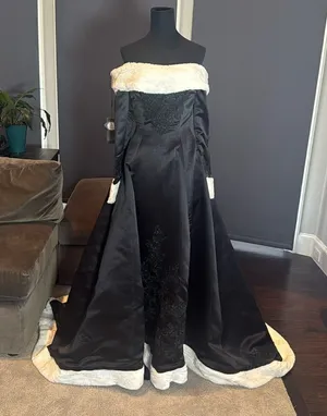 Women’s Black Off the Shoulder Christmas Holiday Winter Dress Train Size 2 NWT thumbnail 1