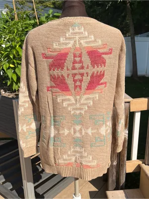 Lauren Ralph Lauren Women’s Cotton Linen Blend Aztec Southwest Sweater Size M thumbnail 5