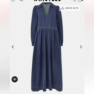 Whistles Blue Maxi Dress Denim Rina Trapeze size 6 thumbnail 3