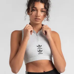 Adidas Originals Tank Top Logo Play Cropped Light Gray Heather Size Small thumbnail 1