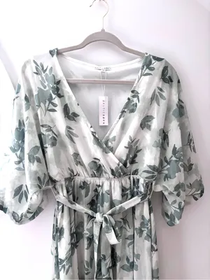 NWT Baltic Born Kia Kimono Maxi Dress Sage Floral M Romantic Coquette Fairycore thumbnail 9