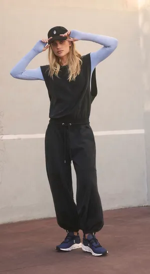 Free People Movement Throw and Go Onesie Black thumbnail 1