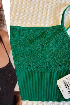 NEW! Free People Intimately AMARA Seamless Kelly Green Lace Bralette Top M/L thumbnail 1