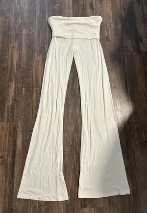 SKIMS Soft Lounge Foldover Flare Pants Ivory Size Small thumbnail 1