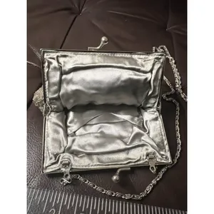 Vintage Hand Beaded Silver Art Deco Evening Bag Purse Chain Strap Ball Clasp thumbnail 3