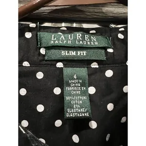 Ralph Lauren Polka Dot Long‎ Sleeve Button Front Shirt BLACK Size 4 thumbnail 2