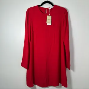 Mango Women’s Red Long Sleeve Shift Dress Size 6US NWT thumbnail 2