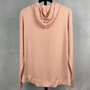 Weatherproof Vintage Hoodie Womens Small Pink Gingham Drawstring Long Sleeve Top thumbnail 2