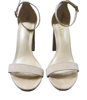 Lulus Taylor Vegan Suede Ankle Strap Heels Natural Women’s Size 9 Block Heel thumbnail 1
