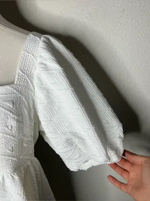 Free People White Textured Puff Sleeve Violet Mini Dress Bachelorette Rush thumbnail 6