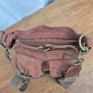Mo & Co Suede leather Crossbody Bag Brown thumbnail 4