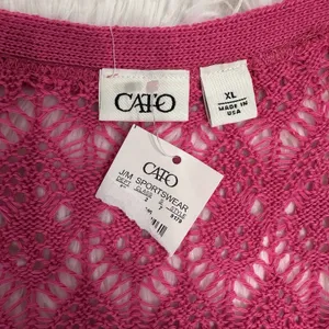 CATO Women's Size L-XL Cardigan Pink Tie‎ Front Girlhood Coquette Cottage thumbnail 3