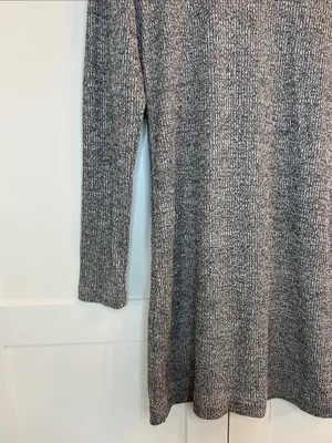 Lou & Gray Heathered Gray Ribbed Turtle Neck Long Sleeve Dress - Size Medium thumbnail 4