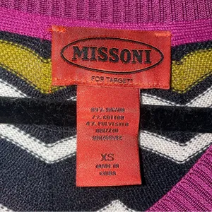 Missoni XS Cardigan Purple Green Chevron Woven Knit Ribbed Long Sleeve Button thumbnail 4
