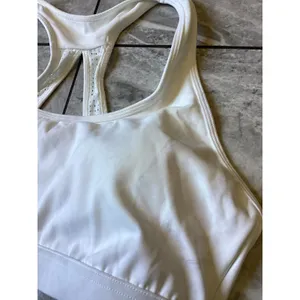 Halara White Racerback Sports Bra XL Mesh Detail Padded Hook Eye Closure Active thumbnail 6