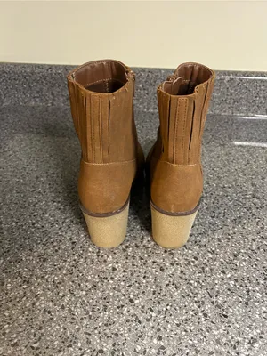 MIA Tan Suede Ankle Booties with Block Heel thumbnail 4