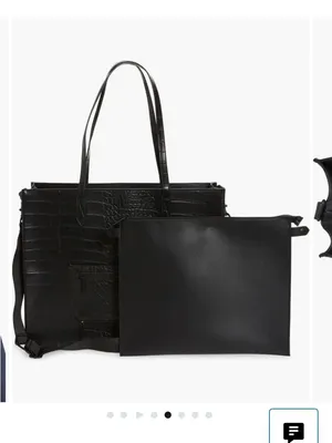 NWT‎ Beis Black Croc-Embossed Tote Bag thumbnail 5