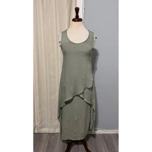 Exist Womens Maxi Dress S Sage Green‎ Textured Layered Asymmetrical Cottagecore thumbnail 4