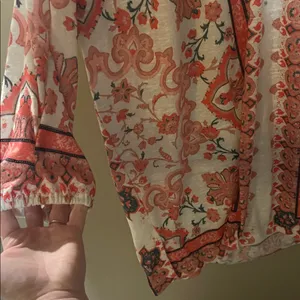 Suzanne Betro large orange pink peachy floral boho top thumbnail 3