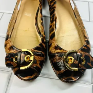 Stuart weitzman chitchat leopard printed‎ ballets flats open toe 8M thumbnail 5